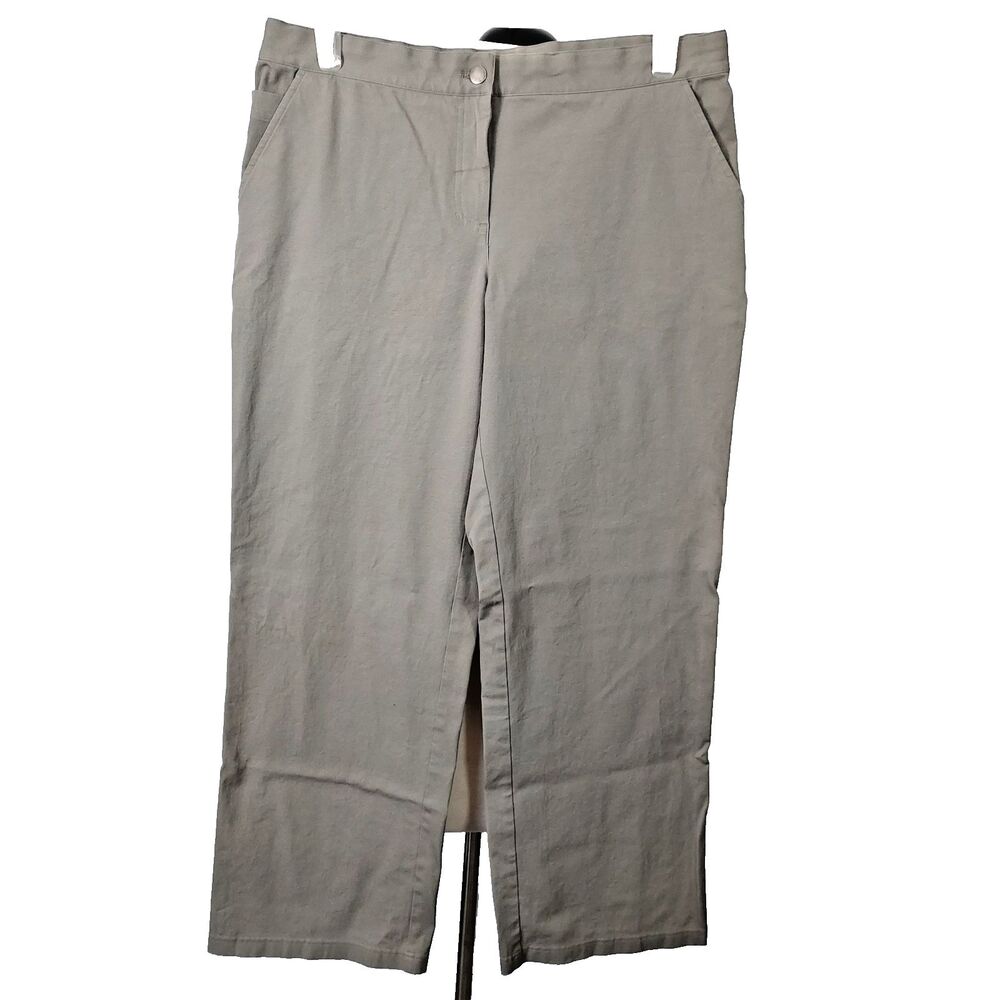 Eileen Fisher Wide Leg Utility Cargo Carpenter Pants Womens 35x30 Stretch Beige